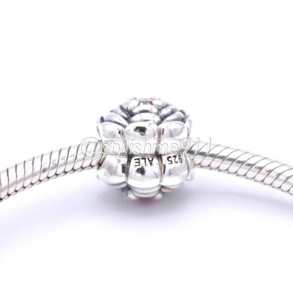 Authentic Pandora Blooming Rose Charm with Salmon Pink Zirconia - Picture 5 of 12